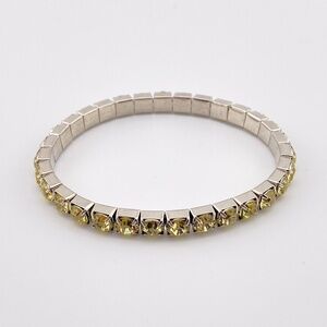 Yellow Green Rhinestone Stretch Bracelet